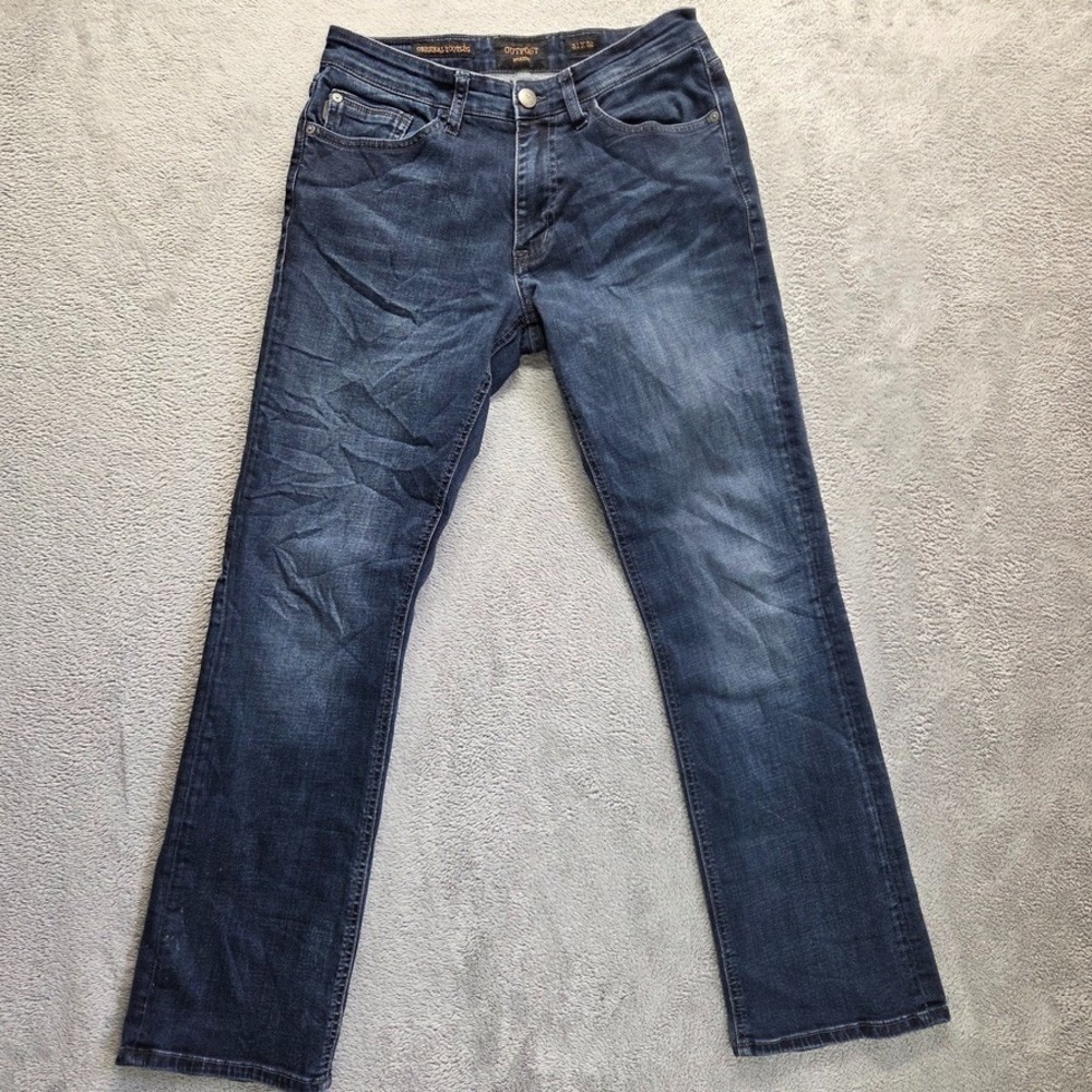 Outpost Jeans Mens 31X32 Blue Original Bootcut Low Rise Dark Wash Stretch Denim